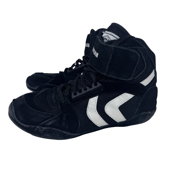 Matman SO25 Wrestling Shoe‎ Youth 4 Black Suede High Top Hook & loop Split Sole - Picture 2 of 9
